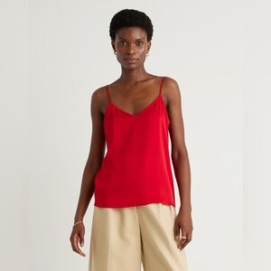 Quince Washable Stretch Silk V-Neck Cami – Red – XS